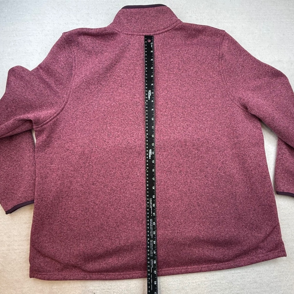 LL Bean Womens 2X Plus Sweater Fleece Quarter Zip Pullover Berry gorpcore cozy - Picture 7 of 10